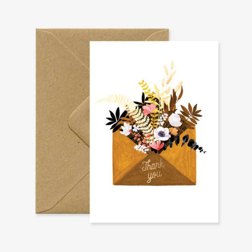 All the Ways to Say Dankeskarte "Thank you" mit Blumenbouquet in einem Briefumschlag - PenJoy