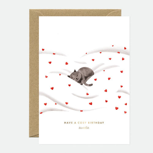All the Ways to Say Grußkarte "Have a cosy birthday" mit schlafender Katze - PenJoy