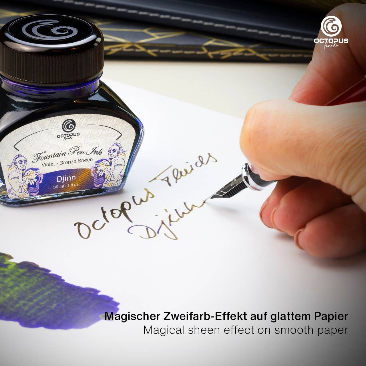 Octopus Fluids Füllertinte mit Sheen-Effekt – Blau, Djinn, 30 ml