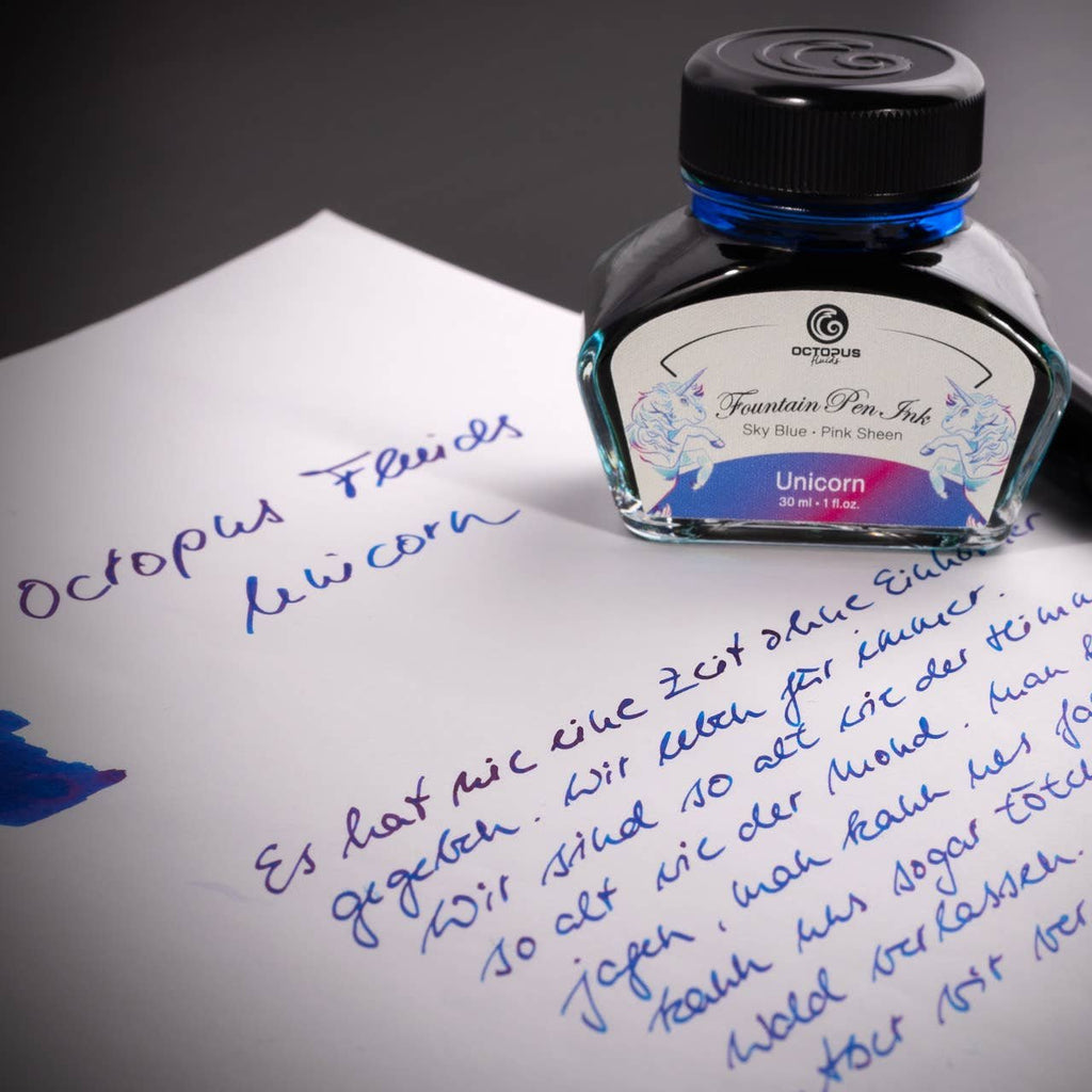 Octopus Fluids Füllertinte mit Sheen-Effekt – Blau, Unicorn, 30 ml