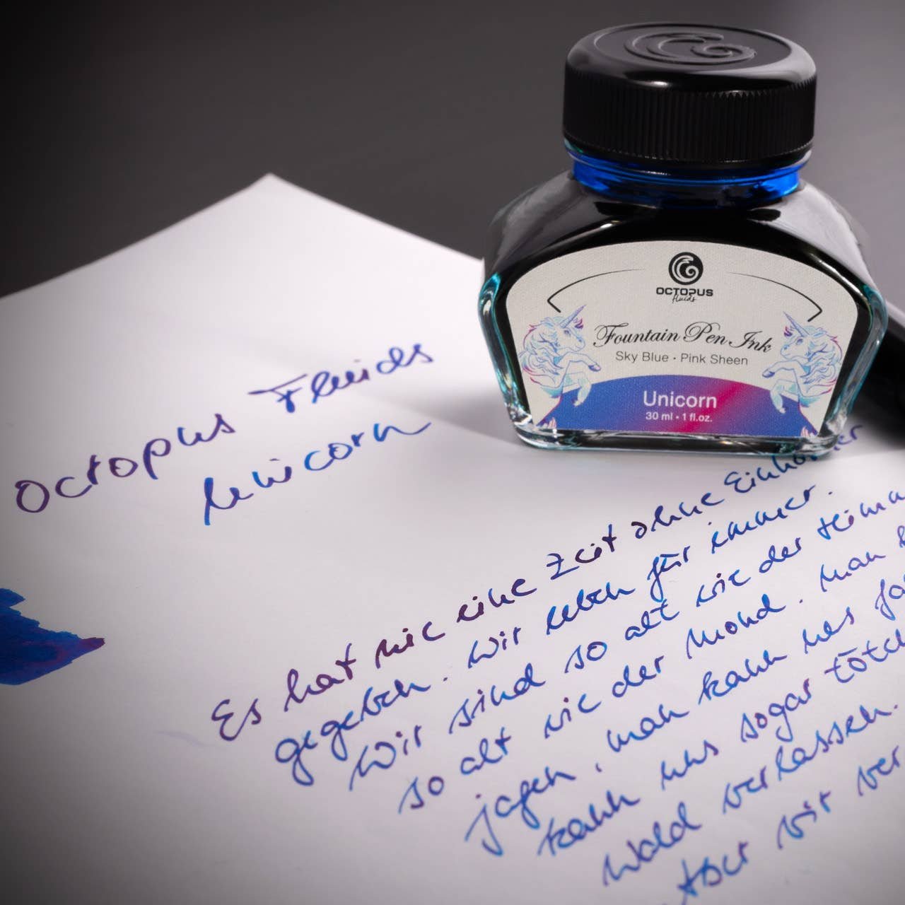 Octopus Fluids Füllertinte mit Sheen-Effekt – Blau, Unicorn, 30 ml
