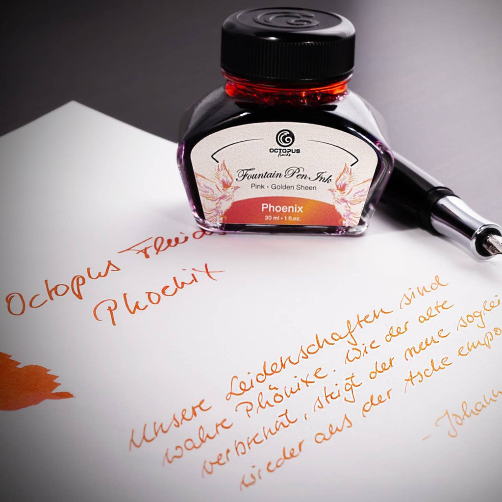 Octopus Fluids Füllertinte mit Sheen-Effekt - Orange, Phoenix, 30 ml