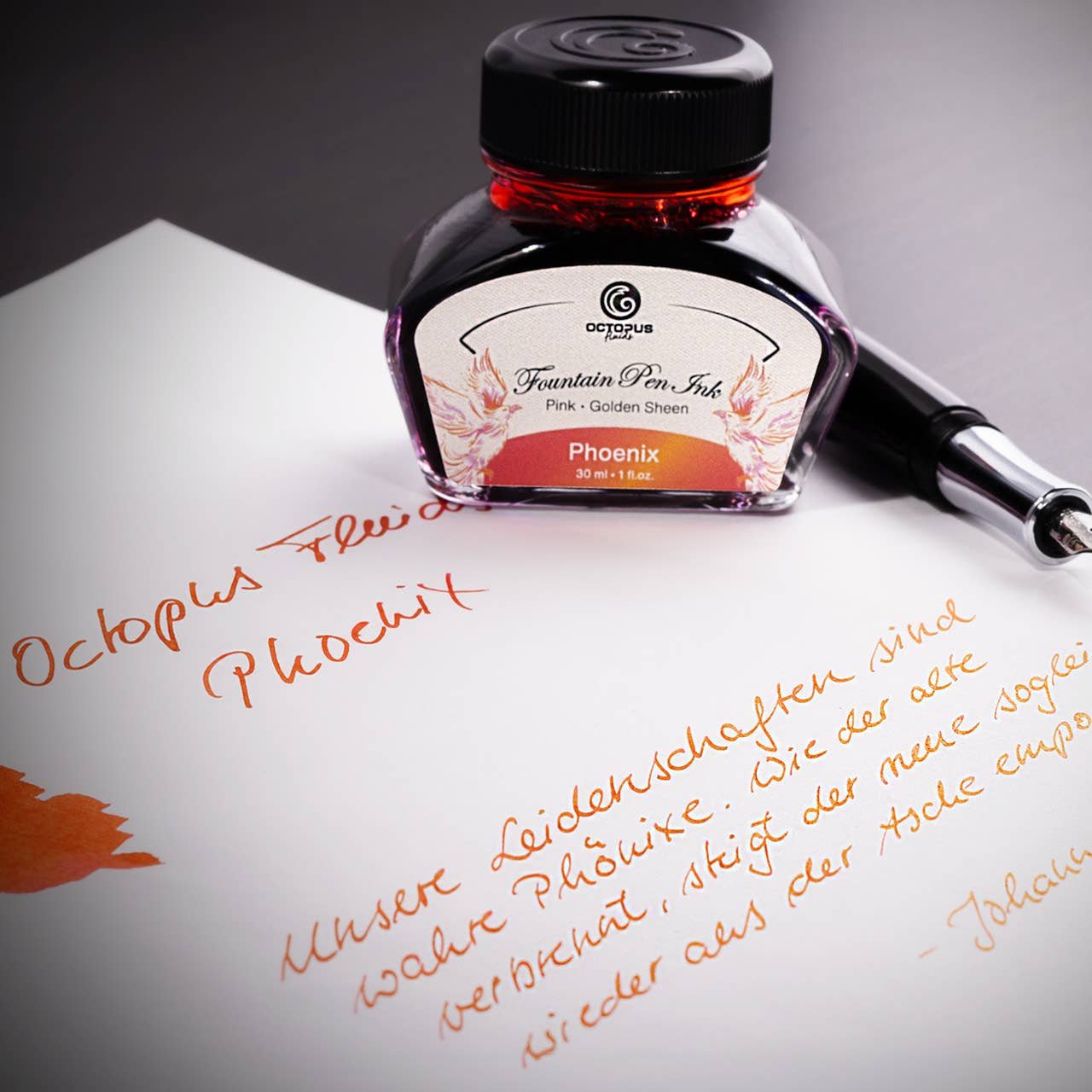 Octopus Fluids Füllertinte mit Sheen-Effekt - Orange, Phoenix, 30 ml
