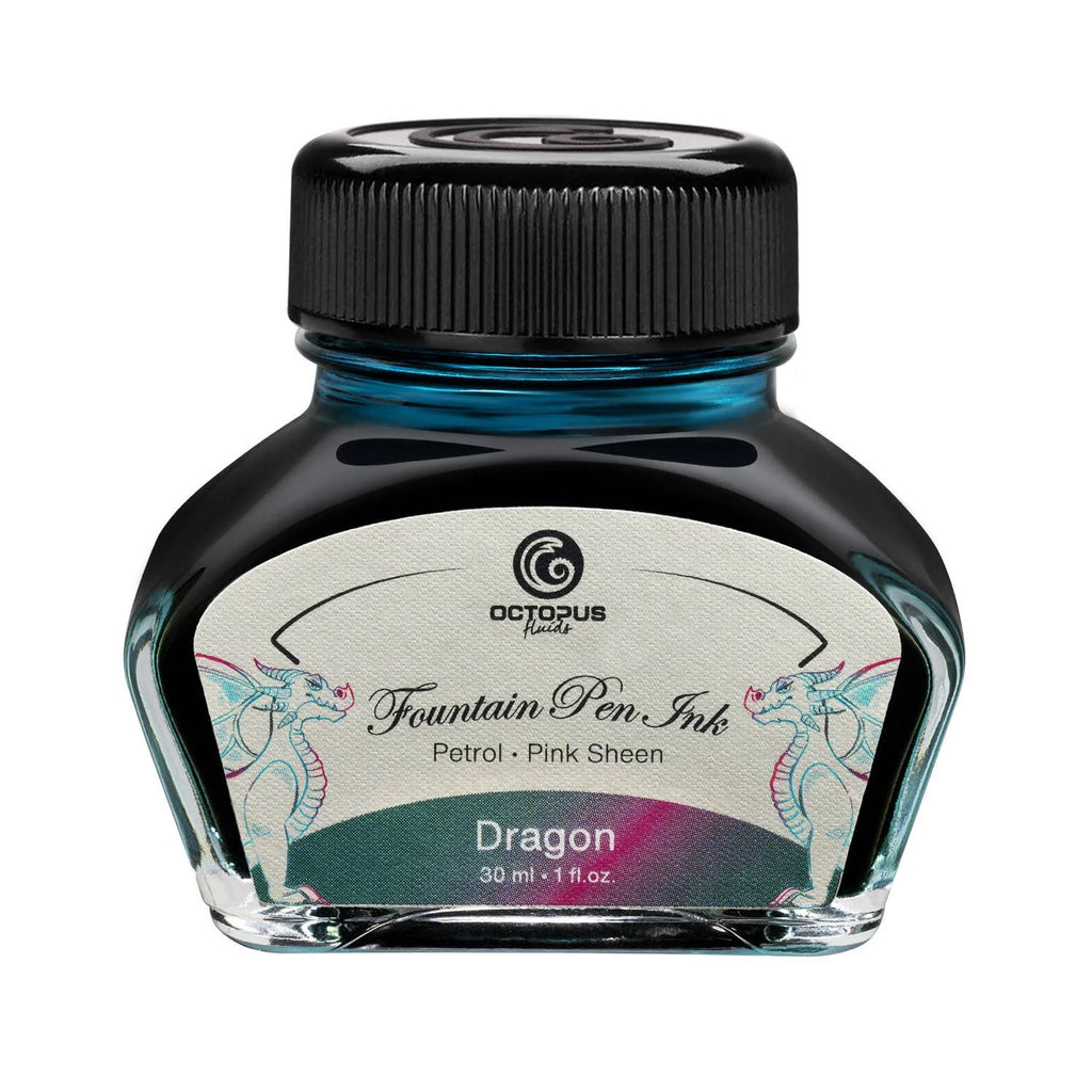 Octopus Fluids Füllertinte mit Sheen-Effekt – Petrol, Dragon, 30 ml