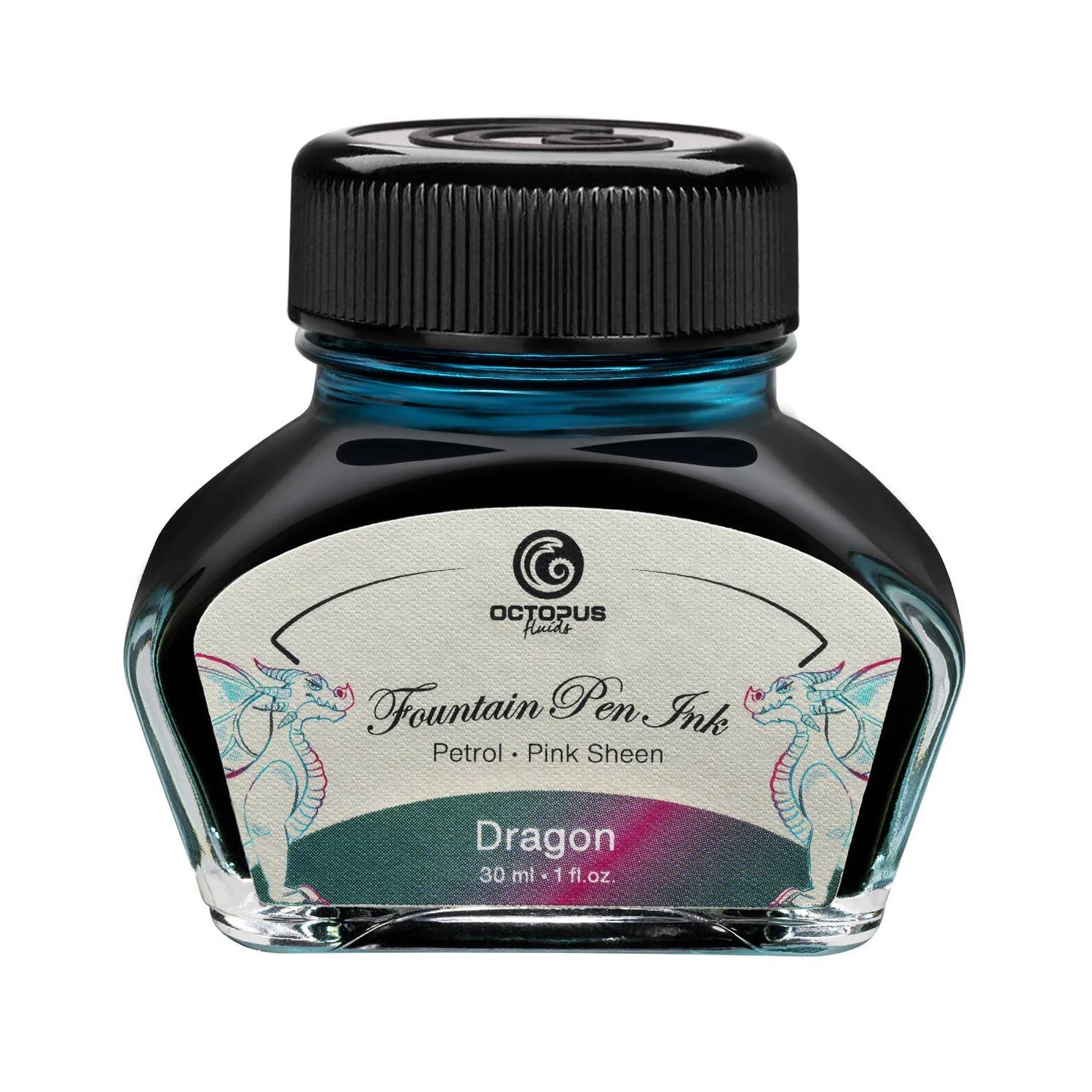 Octopus Fluids Füllertinte mit Sheen-Effekt – Petrol, Dragon, 30 ml