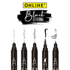 ONLINE Black Lettering Set - 5 Fineliner mit verschieden Spitzen