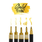 ONLINE Gold Lettering Set - 5 Acryl-Stifte mit verschiedenen Spitzen