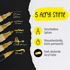 ONLINE Gold Lettering Set - 5 Acryl-Stifte mit verschiedenen Spitzen