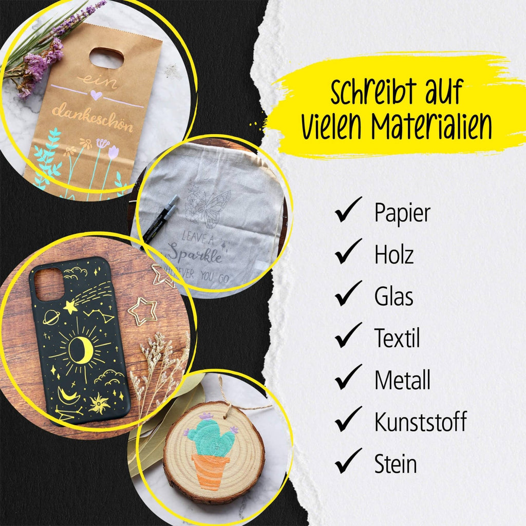 ONLINE Gold Lettering Set - 5 Acryl-Stifte mit verschiedenen Spitzen