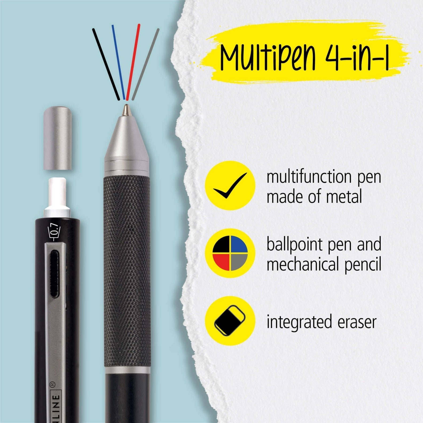 ONLINE Kugelschreiber Multipen 4 - in - 1 - Silber - PenJoy