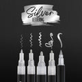 ONLINE Silver Lettering Set - 5 Acryl-Stifte mit verschiedenen Spitzen