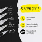 ONLINE Silver Lettering Set - 5 Acryl-Stifte mit verschiedenen Spitzen
