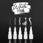 ONLINE White Lettering Set - 5 Acryl-Stifte mit verschiedenen Spitzen