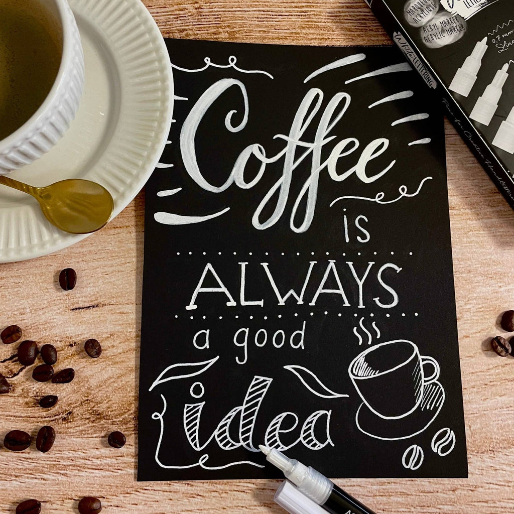 ONLINE White Lettering Set - 5 Acryl-Stifte mit verschiedenen Spitzen