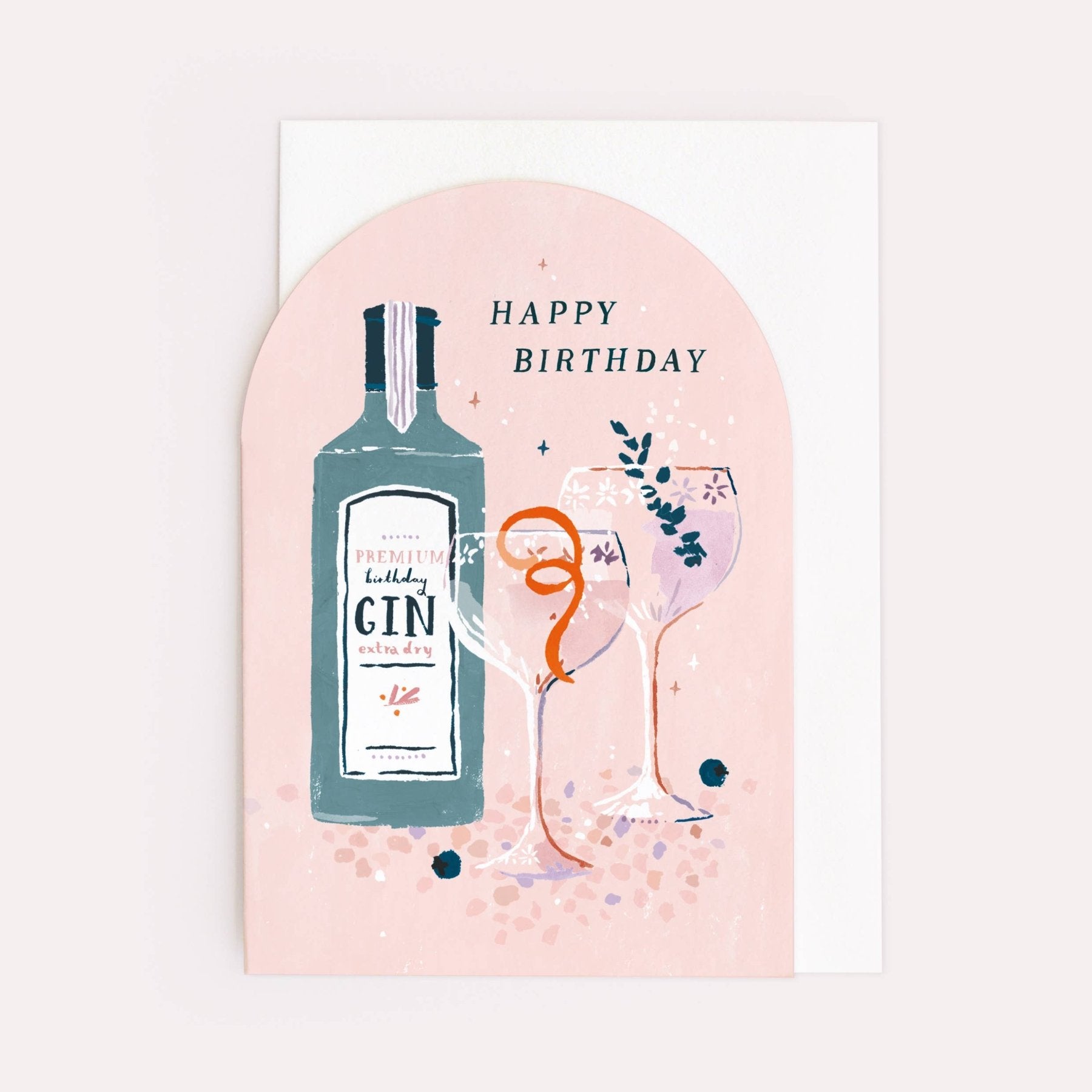 Sister Paper Co. Geburtstagskarte "Happy Birthday" mit Gin - Flasche und Gläsern - PenJoy