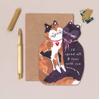 Sister Paper Co. Grußkarte „I'd spend all 9 lives with you“ – Zwei kuschelnde Katzen - PenJoy