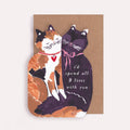 Sister Paper Co. Grußkarte „I'd spend all 9 lives with you“ – Zwei kuschelnde Katzen - PenJoy