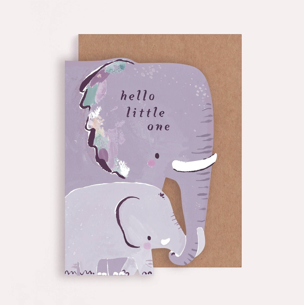 Sister Paper Co. Grußkarte zur Geburt "hello little one" in Form zweier Elefanten - PenJoy