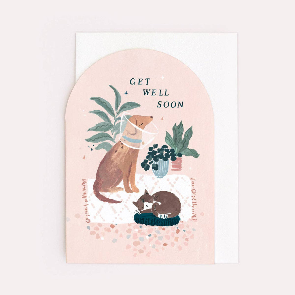 Sister Paper Co. Gute Besserung Karte "Get well soon" mit Katze und Hund - PenJoy