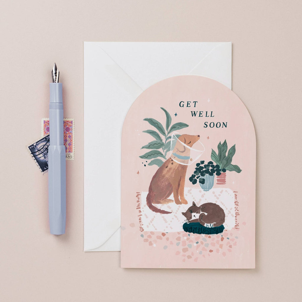Sister Paper Co. Gute Besserung Karte "Get well soon" mit Katze und Hund - PenJoy