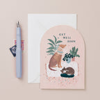Sister Paper Co. Gute Besserung Karte "Get well soon" mit Katze und Hund - PenJoy