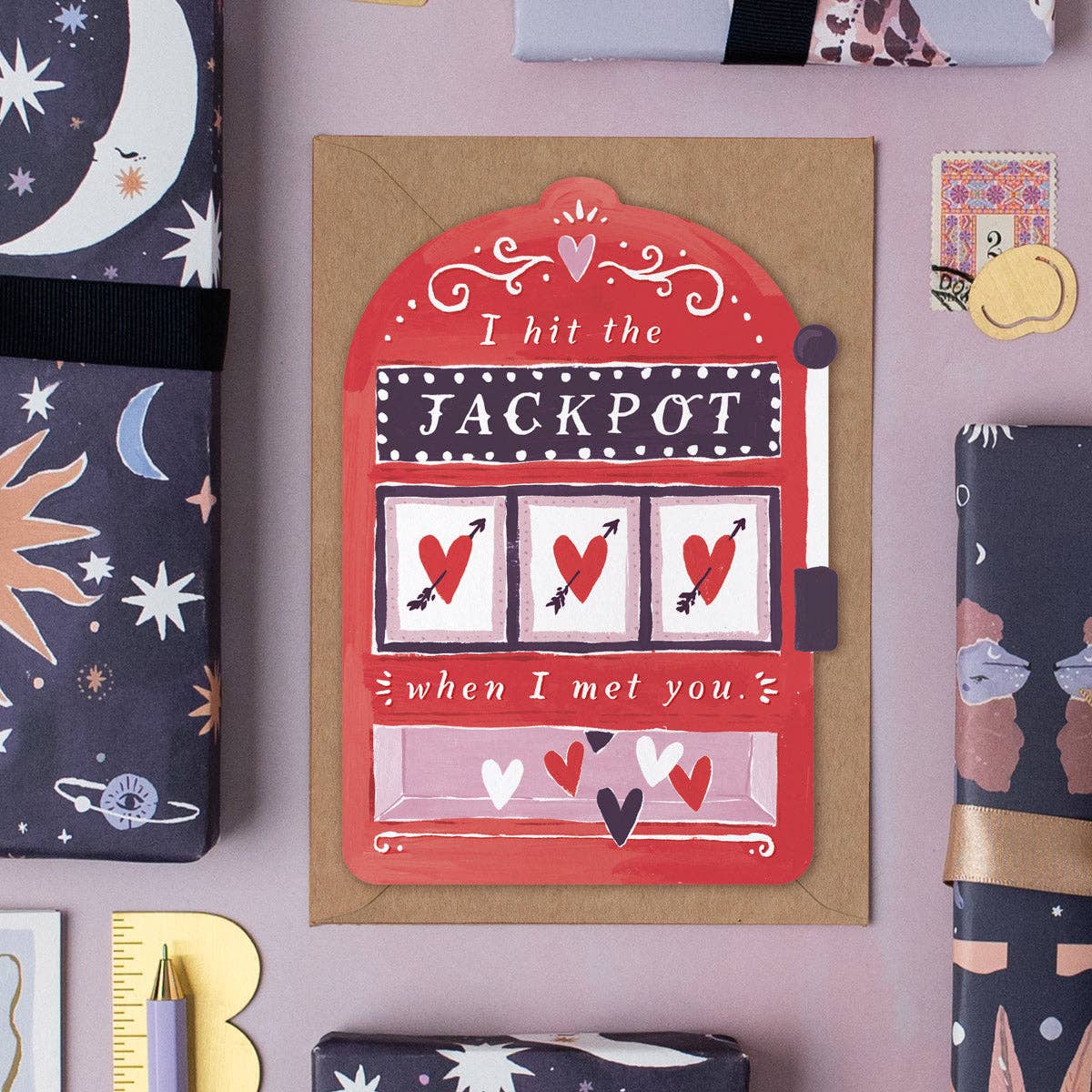 Sister Paper Co. Liebeskarte "I hit the Jackpot" für Jubiläum oder Valentinstag - PenJoy