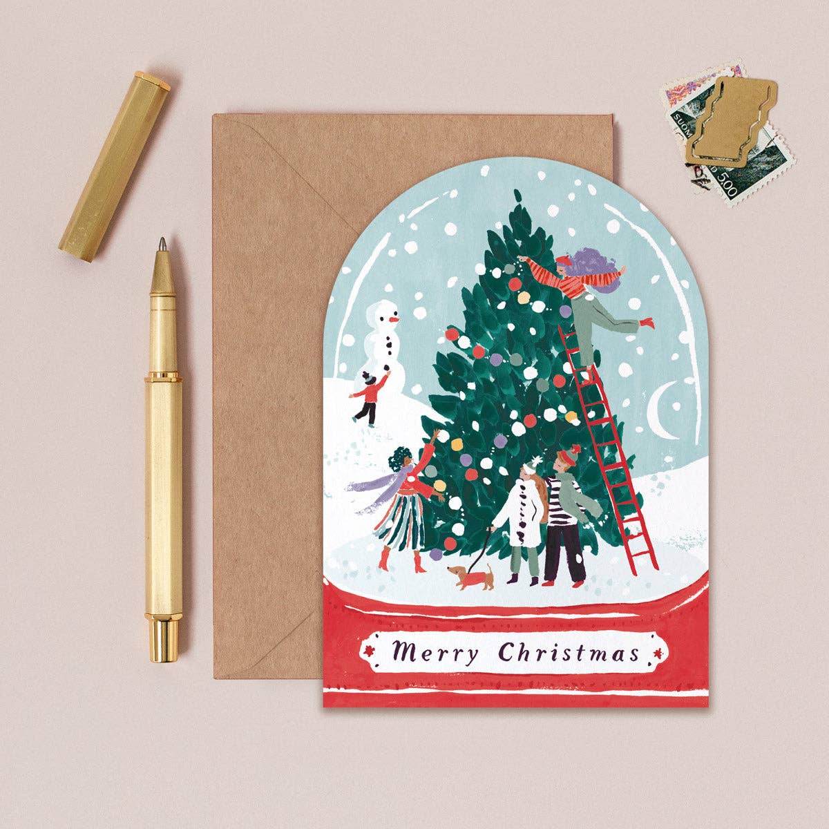 Sister Paper Co. Weihnachtskarte "Merry Christmas" in Form einer Schneekugel - PenJoy
