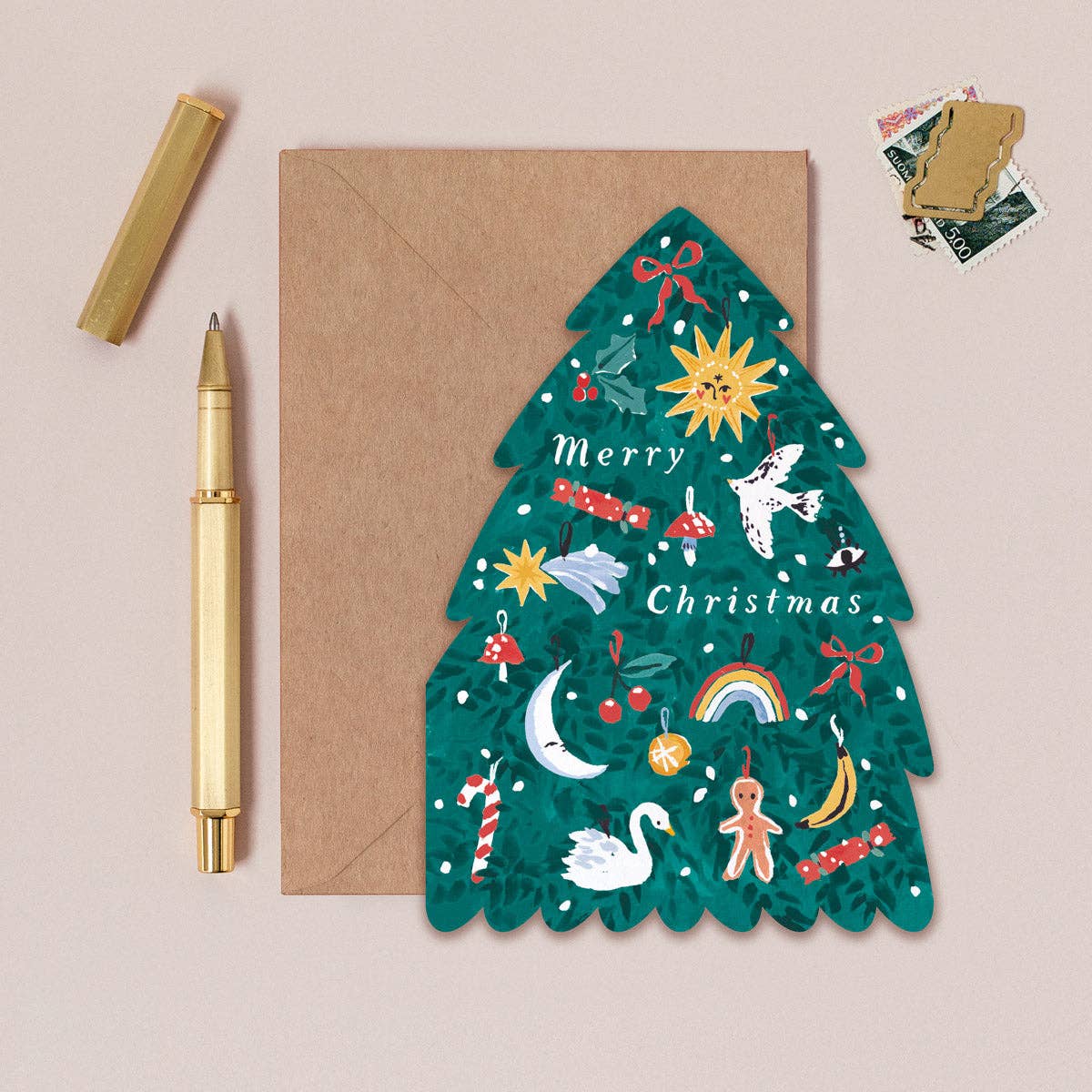 Sister Paper Co. Weihnachtskarte "Merry Christmas" in Tannenbaumform - PenJoy