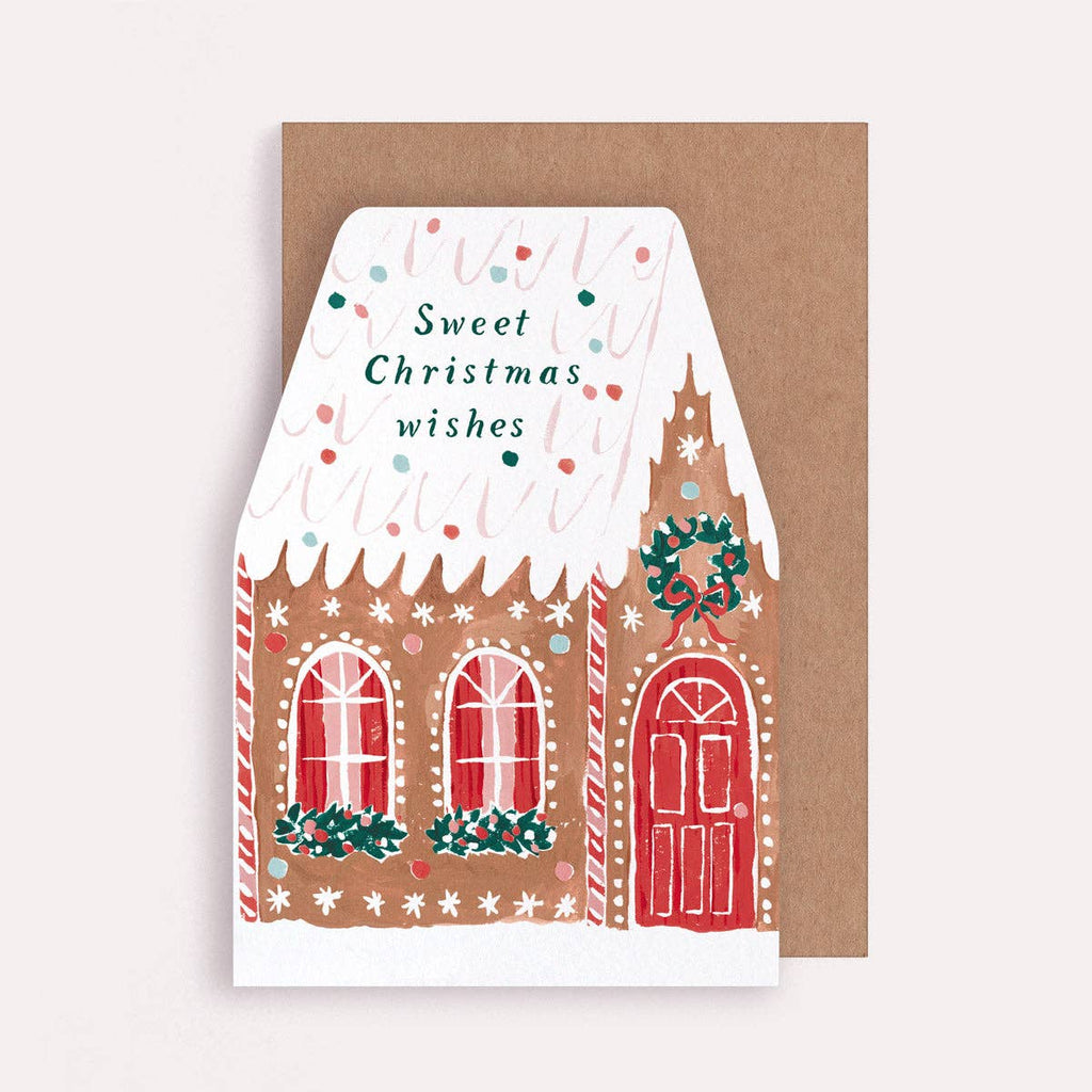 Sister Paper Co. Weihnachtskarte "Sweet Christmas wishes" in Form eines Lebkuchenhauses - PenJoy