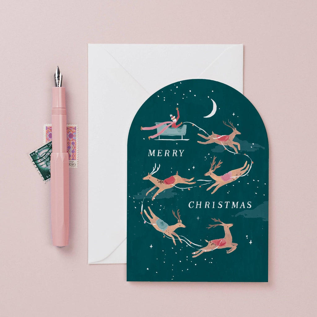 Sister Paper Co. Weihnachtskarte "Weihnachtsmann & Rentiere" - PenJoy