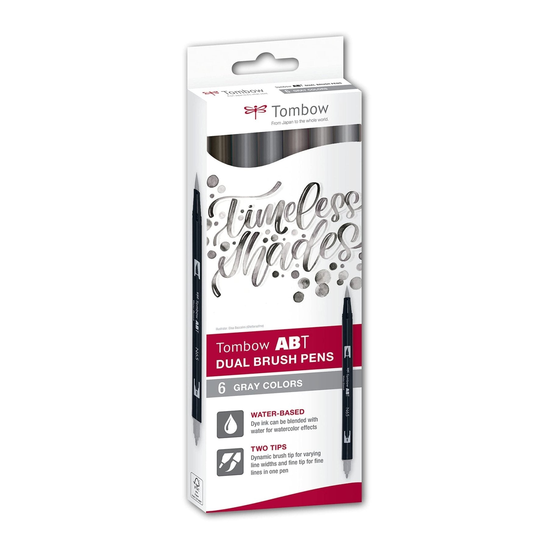 Tombow ABT Dual Brush Pen 6er-Set – Grey
