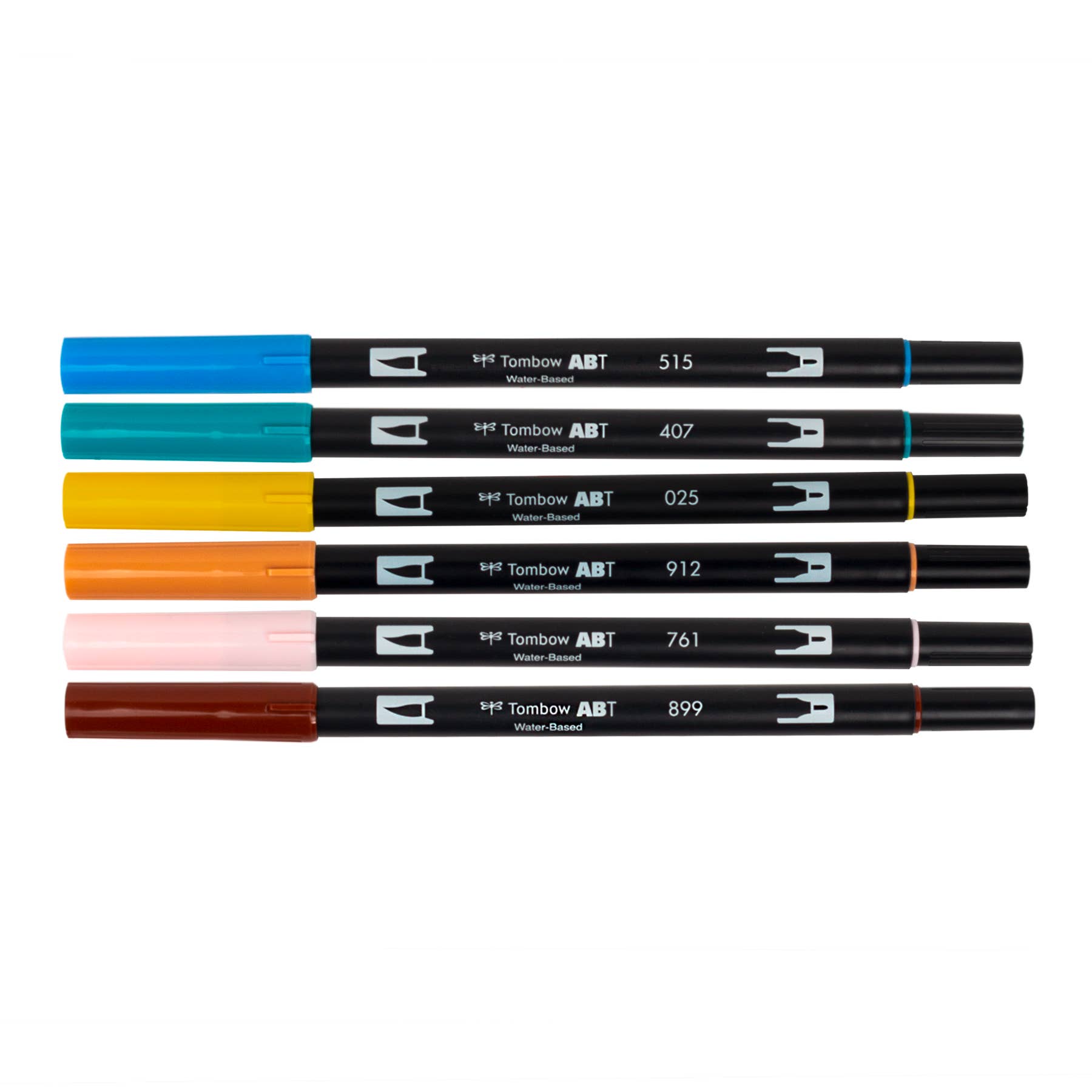Tombow ABT Dual Brush Pen 6er-Set + Wassertankpinsel – Manga Set Bird
