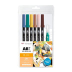 Tombow ABT Dual Brush Pen 6er-Set + Wassertankpinsel – Manga Set Bird