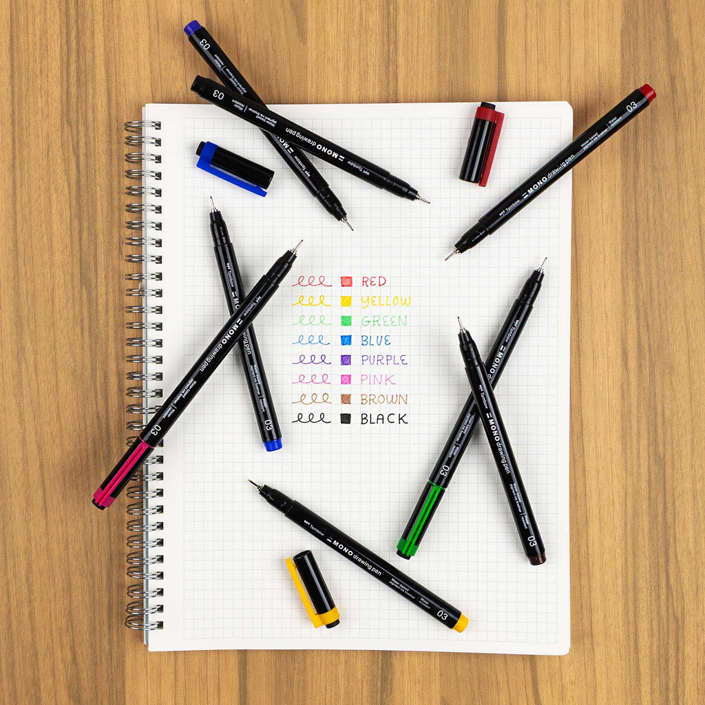 Tombow Fineliner MONO drawing pen Color 8er Set - PenJoy
