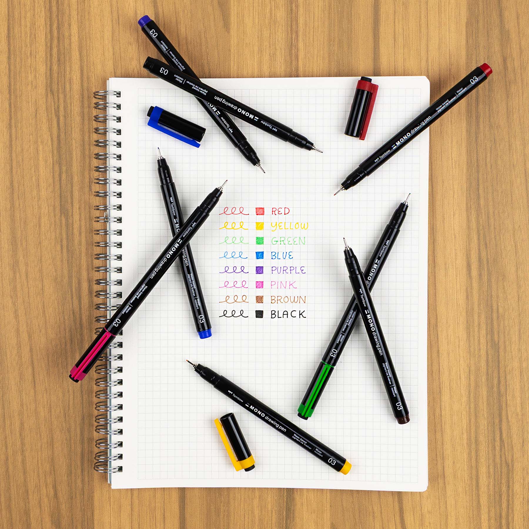Tombow Fineliner MONO drawing pen Color 8er Set - PenJoy