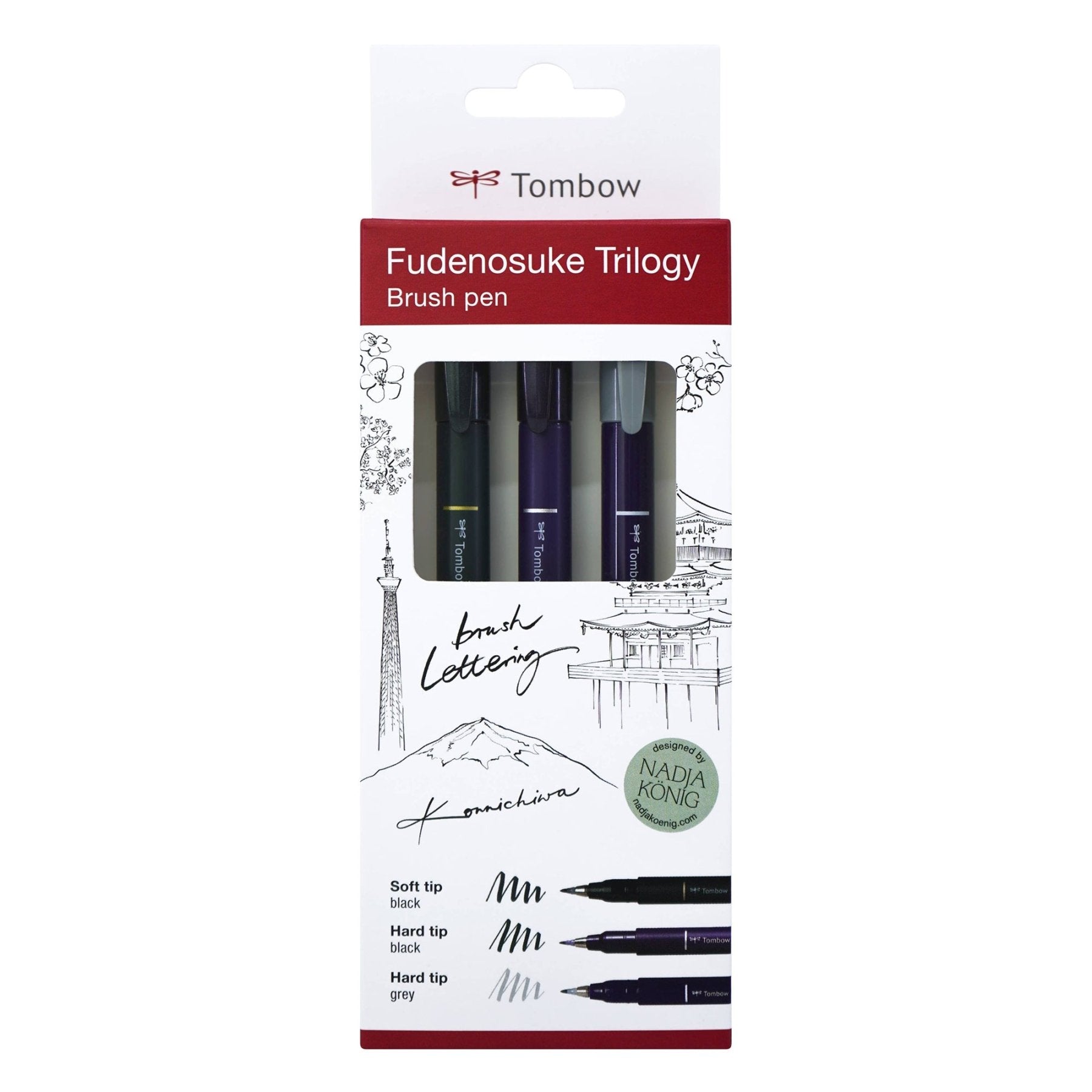 Fudenosuke Trilogy Brush Pen Set mit 3 Stiften - perfekt für Kalligraphie