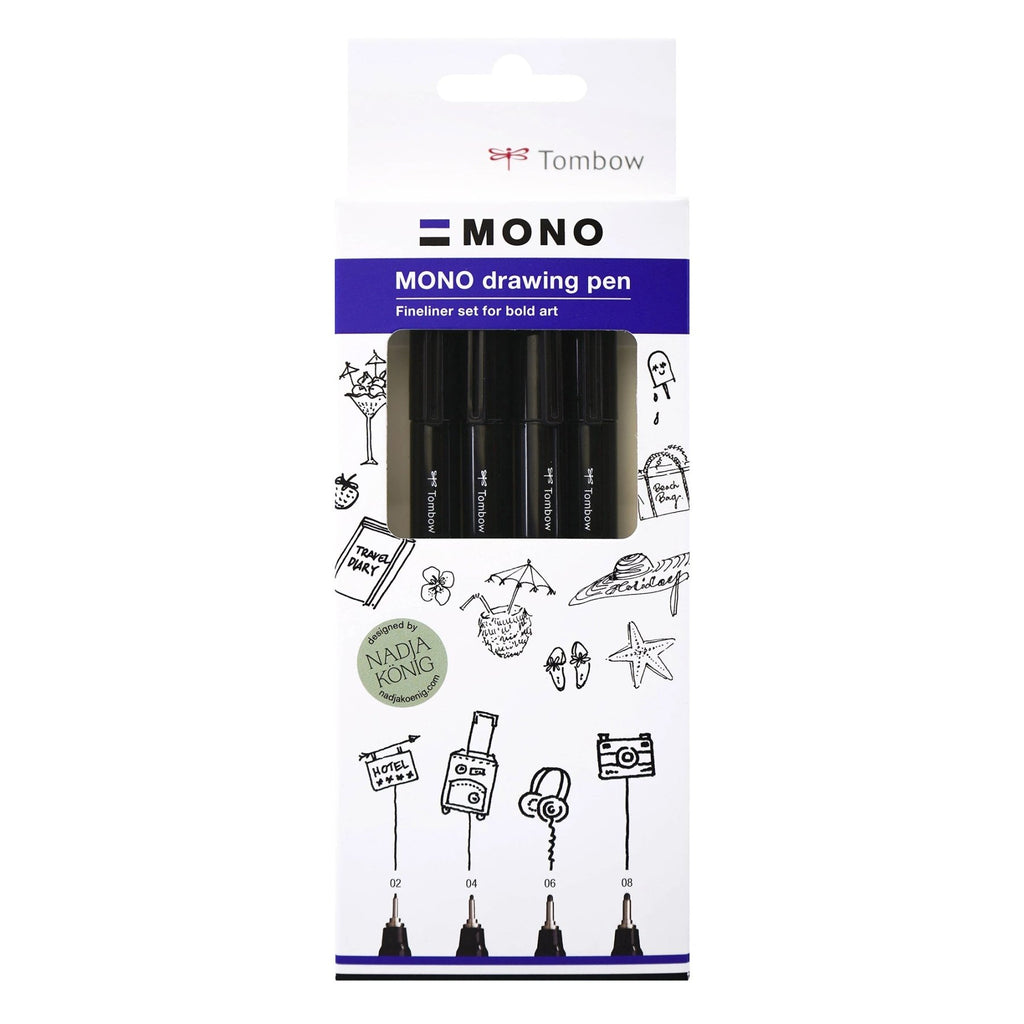 MONO Drawing Pen Bold Fineliner Set - 4 Fineliner mit verschiedenen Spitzen