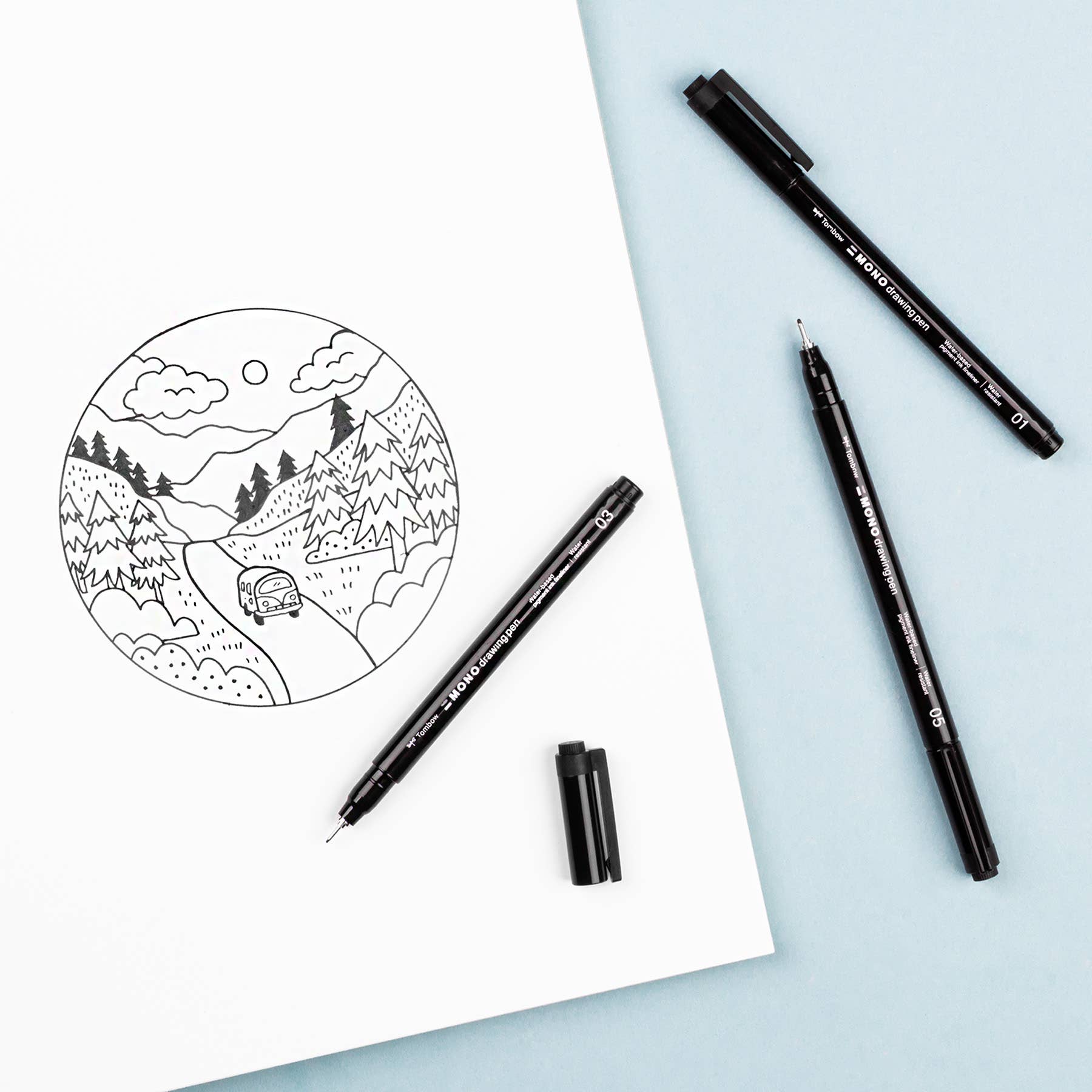 MONO Drawing Pen Bold Fineliner Set - 4 Fineliner mit verschiedenen Spitzen